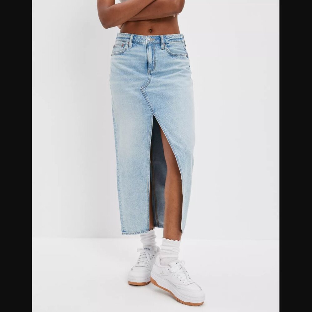 American Eagle Denim Maxi Skirt size Curvy 8